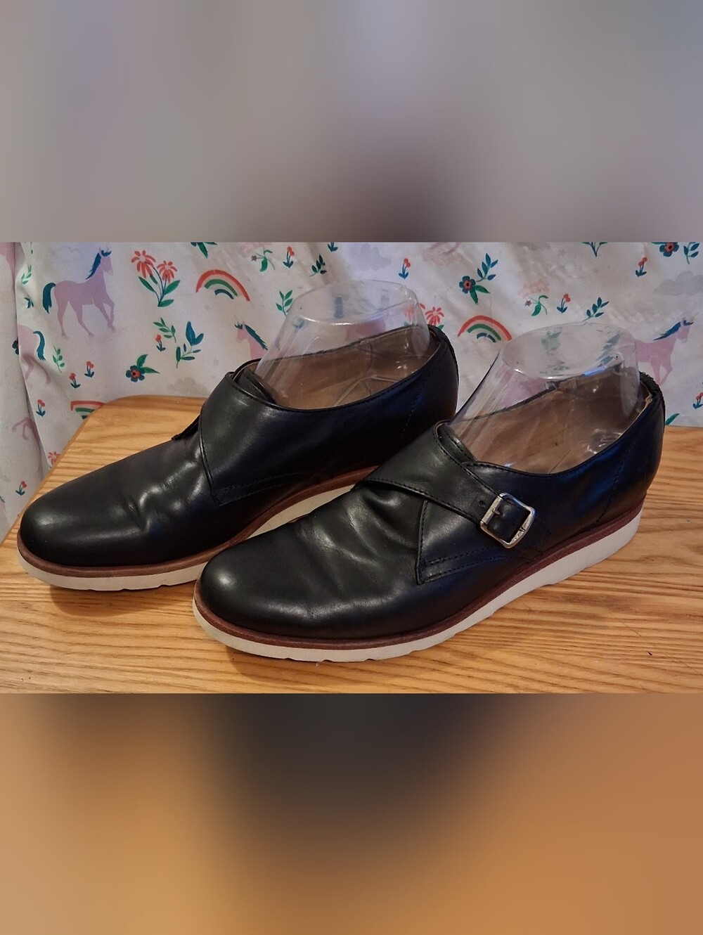 EUC Frye Ethan Double Monk Black Leather Goth Business Wedge Loafer Shoe SZ 8